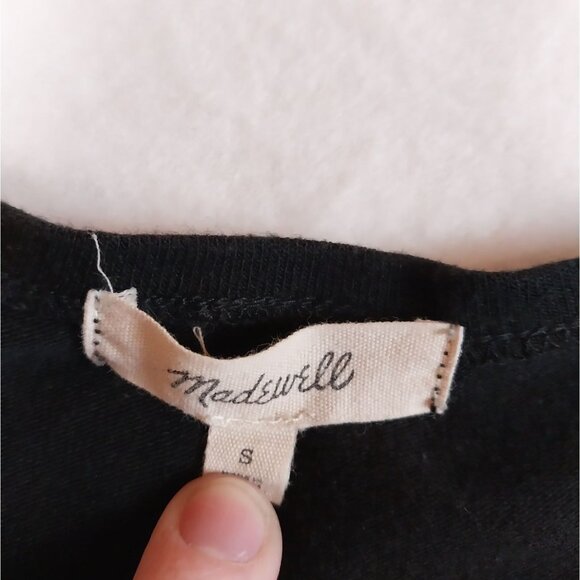 Madewell Long Sleeve Black Bodysuit‎ Faux Wrap Surplice Soft sz S - Picture 9 of 12